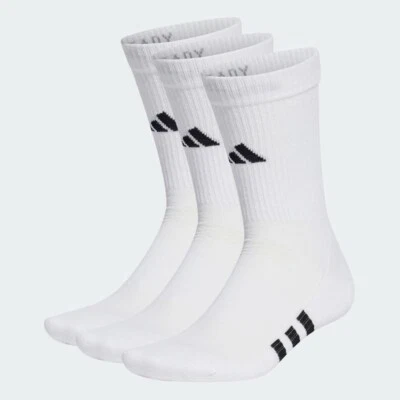 adidas Performance Cushioned Crew Sports Socks White Fitness x3 Pairs Gym Tennis - Image 1 of 2