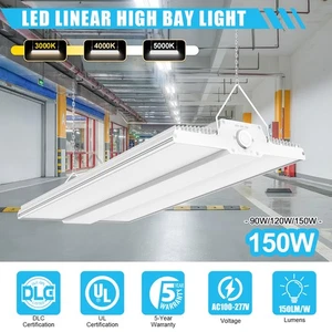 150W LED Linear High Bay Light, 22,500LM Commercial Shop Fixture Adjustable CCT - Picture 1 of 11
