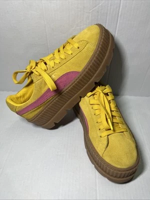 PUMA Rihanna X Fenty Yellow Pink Creeper Shoes Suede Platform Flatform Sz 10 - Image 1 of 4