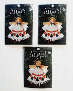 3x Clothespin Angel Counted Cross Stitch Christmas Ornament Kits New Old Stock! - Picture 1 of 4