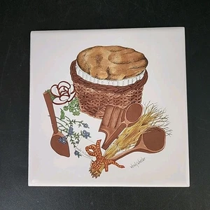Vintage Wendy Wheeler Ceramic Tile, Trivet, Kitchen Decor Or Wall Hanging 6"x6" - Picture 1 of 7