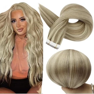 Tape in Real Human Hair Extensions Remy Hair Extensions Color 16P22 Blonde 20pc - Picture 1 of 2