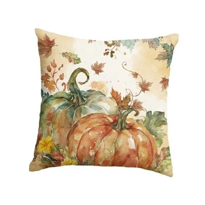  Capa de travesseiro Fall Pumpkin Maple Leaves, 18 x 18 x 18 (pacote com 1) laranja - Imagem 1 de 4