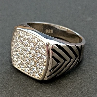 Anillo de colección para hombre de plata esterlina cristales brillantes Art Deco renacimiento negro regalo Foto 1 de 4