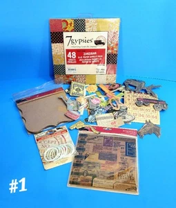 HUGE SCRAPBOOK 7 GYPSIES LOT EPHEMERA BOOK COVERS ZANZIBAR 8X8 PAPER RINGS #1 - Picture 1 of 10