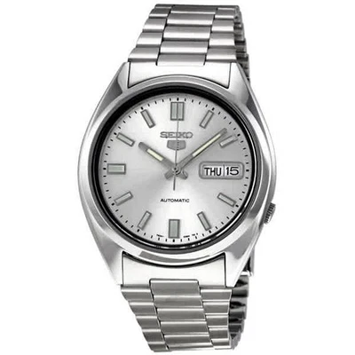 Reloj para hombre Seiko 5 automático esfera plateada acero inoxidable SNXS73 Foto 1 de 4