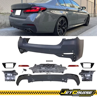 Fits 21-23 BMW G30 5 Series M Sport Rear Bumper Cover M-Tech Style Unpainted - Image 1 of 4