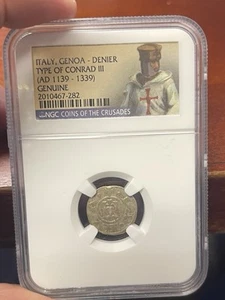 Two (2) (NGC) certified coin ITALY, GENOA - DENIER CONRAD III (AD 1139-1339) - Picture 1 of 4