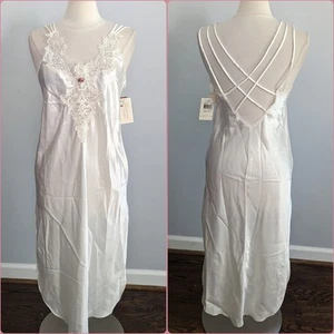 NEU Damen Vintage California Dynasty Medium Creme Weiß Slip Rose Braut 80er - Bild 1 von 9