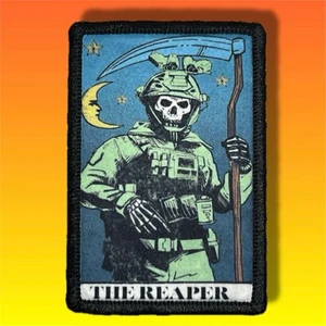 The Reaper Tarot Card Morale Patch / Military ARMY Tactical Hook & Loop 730 - Afbeelding 1 van 8