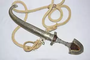 antigua daga marroquí hecha a mano años 40 con cinturón de seda daga marroquí - Imagen 1 de 8