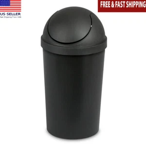 Round SwingTop Wastebasket 3 Gal Plastic Indoor Use Office Trash Can Waste Can - Picture 1 of 8