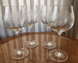 4 VASOS DE VINO de flores grabadas con vástago de 9" ZINNIA de caja y barril descontinuados - Imagen 1 de 7