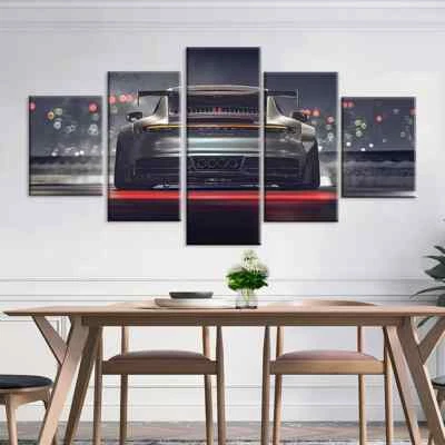 FABTASTIC.CO Porsche 911 GT3 Sports Car 5 Piece Panel Canvas Wall Art Picture Print Decor