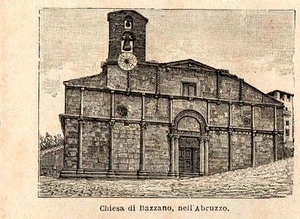 Stampa antica BAZZANO L'AQUILA piccola veduta Chiesa Santa Giusta 1896 Old Print - Picture 1 of 1
