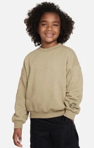 NWT Nike Speckled Fleece BigKids Oversized Sweatshirt Medium Khaki Neutral Olive - Picture 1 of 14