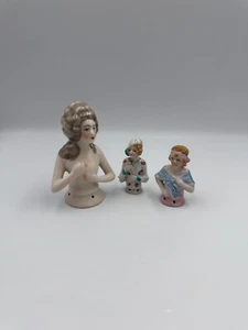 Lot of 3 Vintage Porcelain Half Dolls - Picture 1 of 15