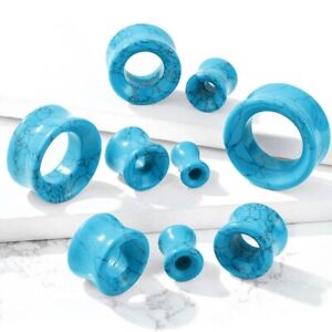 PAIR - HOLLOW CENTER STONE TUNNELS EAR PLUGS DOUBLE FLARED GAUGES (6mm-25mm)