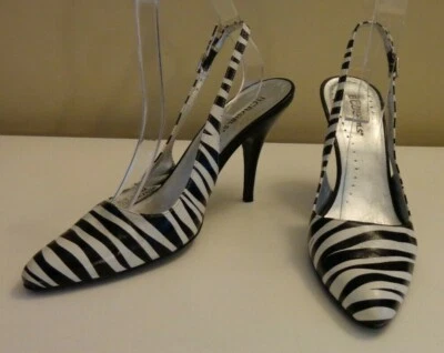 BCBGirls💗Zebra Print  Leather Sling Back 4"Stilettos Hi Heel Shoes💗Sz 7B - Image 1 of 4