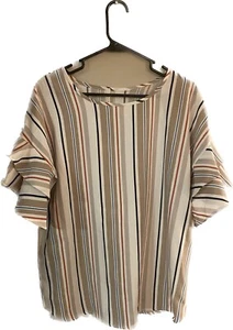 Lime n Chili Striped Women’s size Small Blouse Multi color, base color Tan - Picture 1 of 7