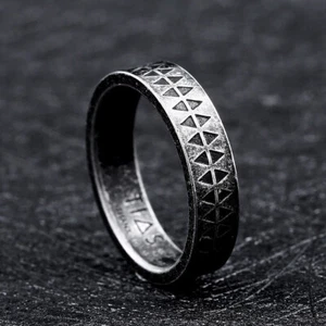 Viking Norse Ring Mens Stainless Steel Matte Celtic Arrow Vintage Metal Ring - Picture 1 of 8