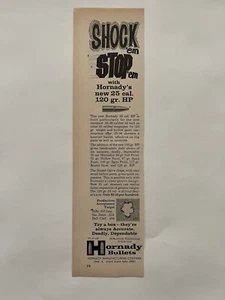 Anuncio impreso vintage 1970 Hornady Bullets 25 Cal. 120 gr. Solo anuncio de punto hueco - Imagen 1 de 3