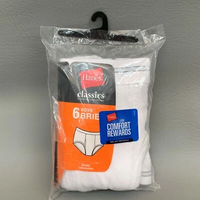 Lote de 6 cuecas Hanes Classics masculinas B252C pequenas 6 brancas 100% algodão - Imagem 1 de 4