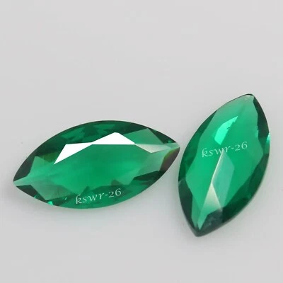 Impecable Natural MUZO Colombiana Verde Esmeralda 5x2.5 MM Marquesa Par Gemas KS03 Foto 1 de 4