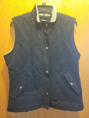 Polar King Key Vest Sherpa Lined Quilted  Snap Up Pockets Women's Size L Black  - Image 1 of 4