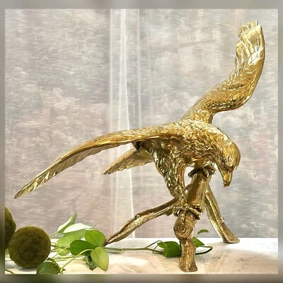 Vintage Brass Eagle Large Cast American Brass Eagle Bird on Branch 26" x 34" - Image 1 of 4