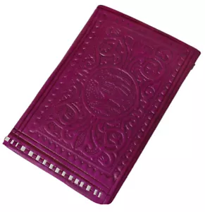 Geldbörse marokkanisches Leder echt doppelfach gefaltet handgefertigte Tasche Unisex groß Magenta - Bild 1 von 6