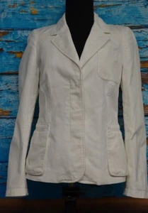 Burberry London Sz 4 White Logo Hidden Buttons&Lining Kilby Blazer Italy Jacket  - Picture 1 of 12