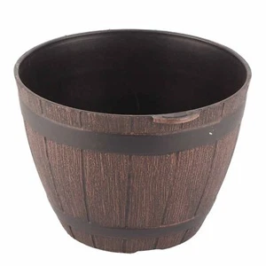 Barril de madera de imitación PP maceta de resina barril de plantación de madera de imitación - Imagen 1 de 15