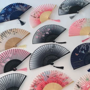 Folding Silk Bamboo Fan Hand Fan Chinese Style Dance Fan Wedding Party Decor Sup - Picture 1 of 29