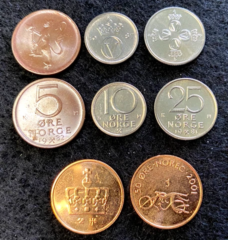 Norway 4 Coins Set 5, 10, 25, 50 Ore UNC World Coins Cover