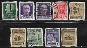 Italian Socialist Rep, 9 Stamps, Between, #1 & #30, Issued 1944, CV = $5.00 - Picture 1 of 1