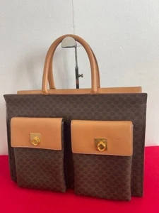 CELINE Macadam Tote Bag Gancini PVC Leather Logo Used Excellent+ From Japan - Picture 1 of 11
