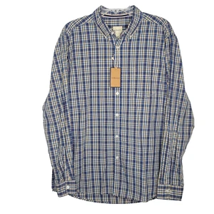 GH Bass & Co Mens Plaid Shirt L Blue Yellow Casual Button Up Long Sleeve Preppy - Picture 1 of 6
