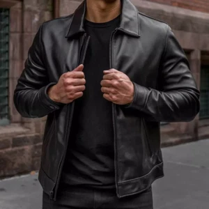 Leather Jacket for Men Black Leather Moto Biker Size XS S M L XL XXL Custom Made - Picture 1 of 7