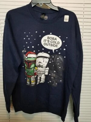 Pullover Star Wars Star Wars para hombre Boba It's Cold Crew polar AZUL MARINO mediano Foto 1 de 4