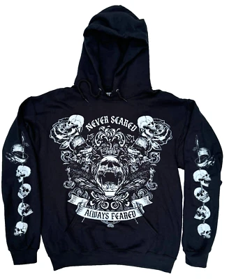 Hot Topic Never Scared Always Feared Skulls Sudadera con Capucha Negra Cremallera Unisex Mediana Foto 1 de 4