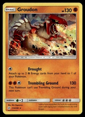 2019 Sun & Moon - Cosmic Eclipse Groudon Basic/Rare #113 - Image 1 of 2