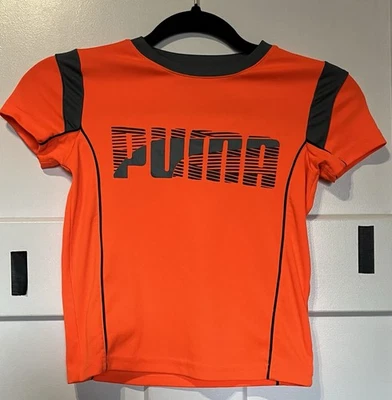 Orange Boys Kids Youth Puma Shirt Size 7 Athletic Sports Shirt Work Out Active - Image 1 of 4