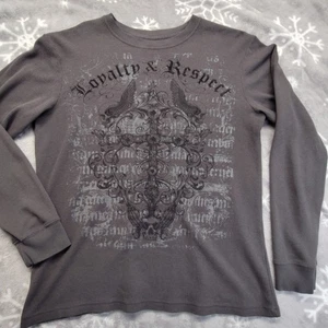 Y2K MMA Elite Pullover Men's Large Gray Crew Thermal Long Sleeve Loyalty Respect - Picture 1 of 8
