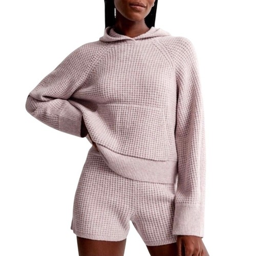 VETEMENTS Felpa con cappuccio ABERCROMBIE & Fitch Lounge Waffle donna L rosa misto lana accogliente