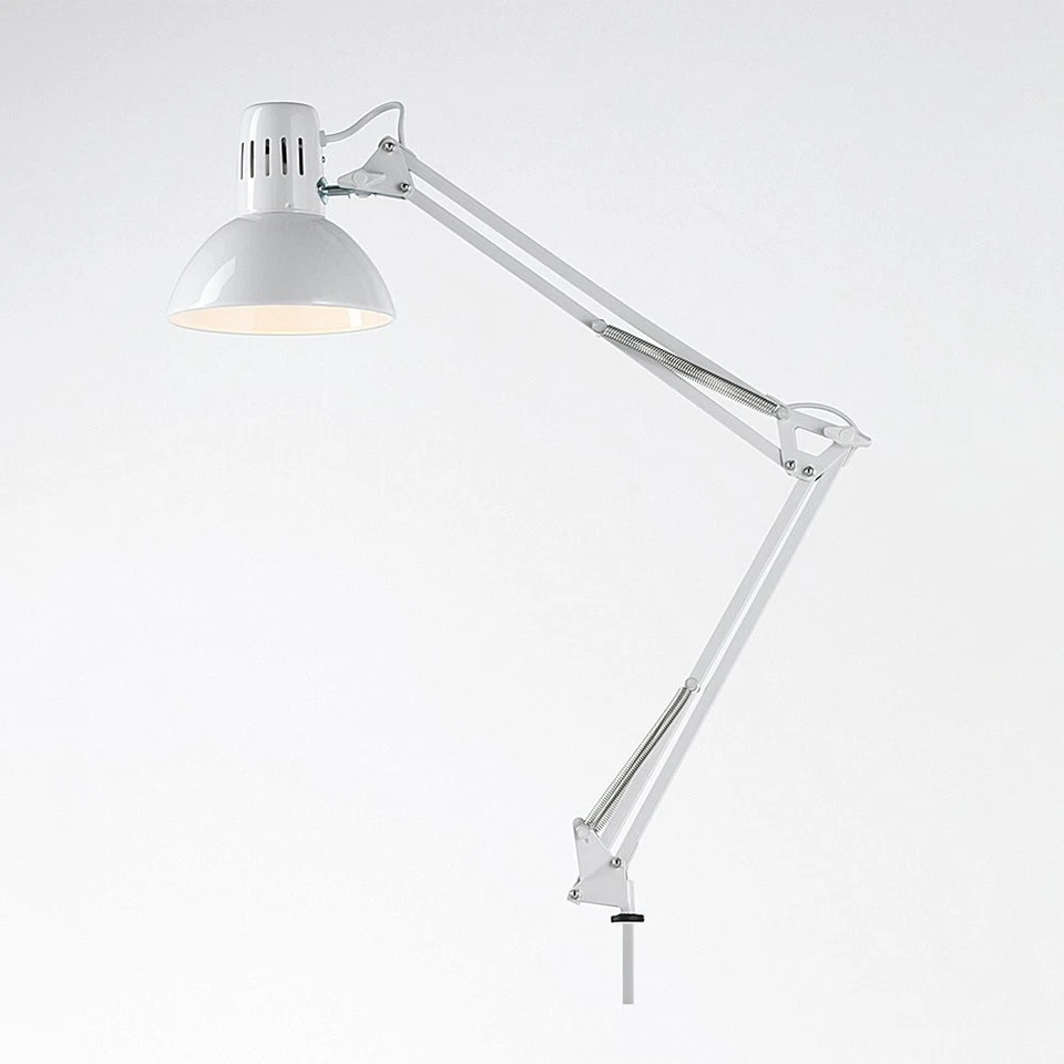 Lampada Da Scrivania Moderna Arc Metallo Bianco 1 Luce E27 - Immagine 1 di 1