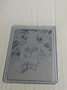 2018 Topps WWE Road To Wrestlemania Natalya Cyan Printing Plate Auto 1/1 - Picture 1 of 2