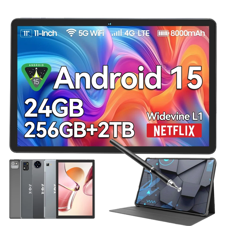 2025 Neu Tablet Android 15 24GB RAM+256GB 8000mAh 11 Zoll 4G LTE 2SIM Wi-Fi IPS - Bild 1 von 1