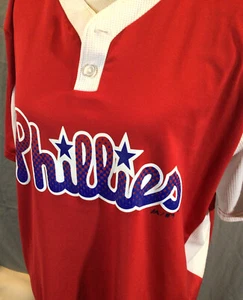 Philadelphia Jersey Size LARGE Phillies Red COOL BASE, Give It A Shot Baseball - Picture 1 of 6