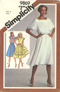 Simplicity 9869 Dress w Ruffle Cap Sleeve, Ruffle Hem & Flutter Sleeve Sz 14 CUT - Picture 1 of 5